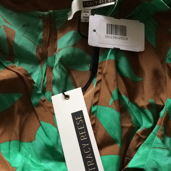 Tracy Reese Printed Half-Peplum Silk Midi Dress - Picture 6 of 6